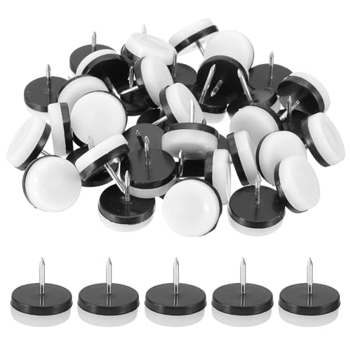PATIKIL 1.1" Dia Chair Slides, 40 Pcs Nail on Furniture Glides Chair Leg Floor Protectors for Wooden Furniture, Table Feet, Carpet and Hardwood, White - color: White, size: 1.1"