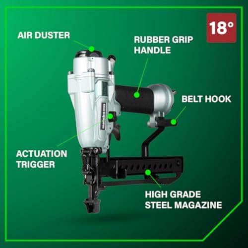 Metabo HPT 18 Gauge Finish Stapler, 1/4 Crown Staples Pneumatic, N3804A5