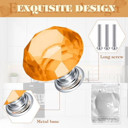 10 Pcs Colorful Crystal Knobs for Cabinets and Drawers, Classic Style