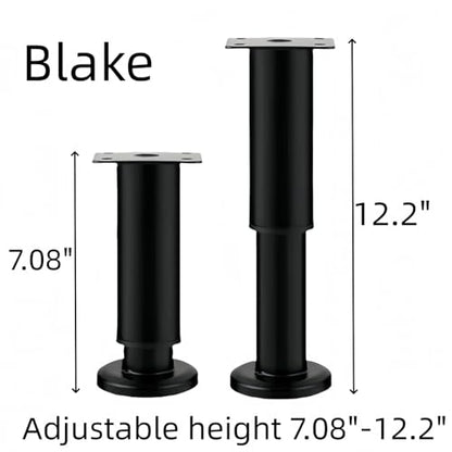 4Pcs Black Adjustable 7.08-12.2 Inch Metal Furniture Legs for Cabinet Sofa - color: Black, size: 7.08"-12.2"-Set of 4