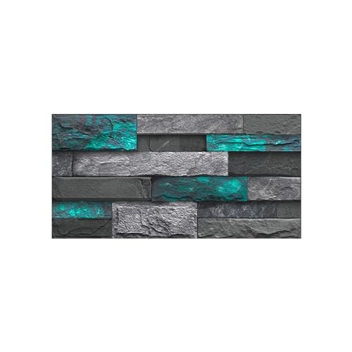 Alwayspon 24Pcs 12x6inch Peel&Stick Wall Sticker Vinly Wallpaper, Waterproof Backsplash for Kitchen Bathroom, Self-Adhesive Tile Transfers Decal Stick on Tiles with Green Stone Brick Effect - color: Fg-l08, size: 24 Pcs
