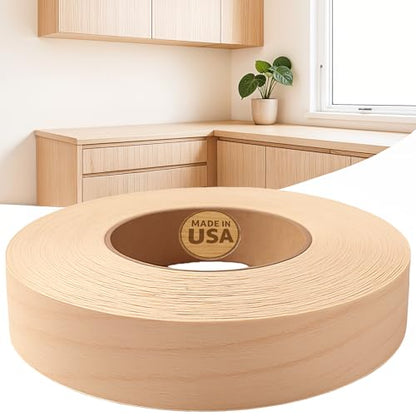 Edge Supply Brand Maple 7/8 inch X 25 ft Roll Preglued, Wood Veneer Edge Banding, Iron on with Hot Melt Adhesive, Flexible Wood Tape Sanded to Perfection. Easy Application Wood Edging. - size: 7/8 inch X 25 ft