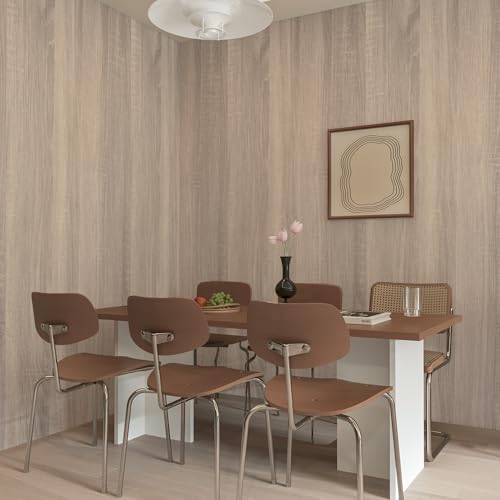 Boobest Gray Brown Wood Grain Contact Paper Waterproof Faux Wood Wallpaper - color: Gray, size: 15.7" x 196.8"