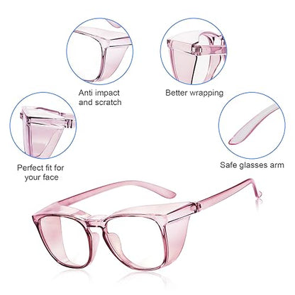 Safety Glasses Goggles for Women Girls Anti Fog Protective Eyewear Glasses - color: Blue +Pink