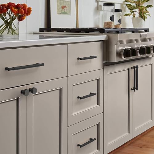 Matte Black Knurled Cabinet Handles Kitchen Pulls 3 Inch 10 Pack - color: Matte Black, size: 3" Hole Center