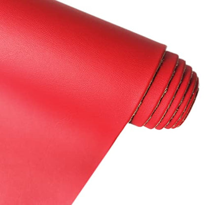 XHT Smooth Red Faux Leather Roll 11.8"x53" Soft Plain Synthetic Upholstery Crafts Fabric for DIY Cosplay Garment Jewelry Accessories - color: Red