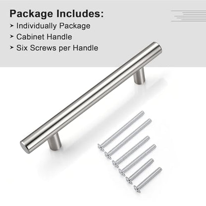 Gobrico 5 Pack 3-3/4 Inch (96mm) Hole Center Cabinet Pulls, Brushed Nickel Cabinet Handles, Stainless Steel Kitchen Cabinet Handles, Silver Satin Nickel Kitchen Drawer Pulls, 6'' Overall Length - color: Brushed Nickel, size: 3-3/4 Inch Hole Center
