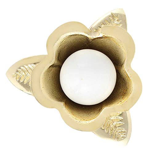 Indian Shelf 6 Pieces Bloom Flower Cabinet Knobs for Drawer Dresser - color: Gold White Blooms, size: 6 Knobs