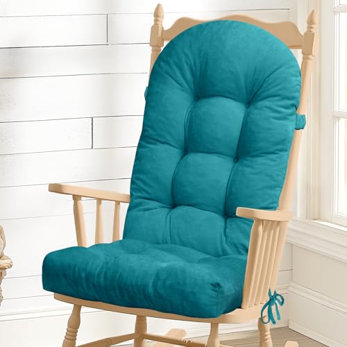 Rocking Chair Cushion, High Back, 44 x 19 x 4 Inch, Sky Blue - color: Sky Blue