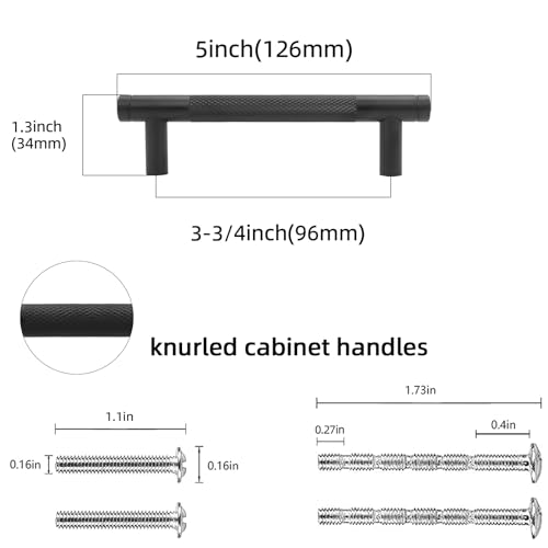 10 Pack 3.75 Inch Matte Black Kitchen Cabinet Handles - color: Matte Black, size: 3-3/4'' Hole Center(96mm)