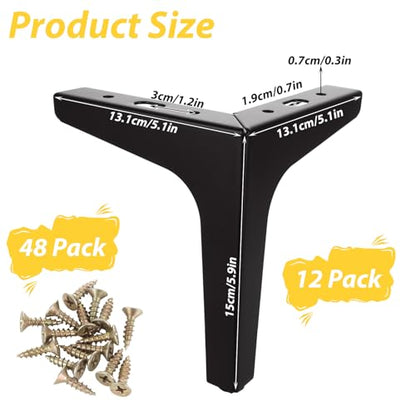12PCS Metal Furniture Legs 6 inch Sofa Legs, Modern Style