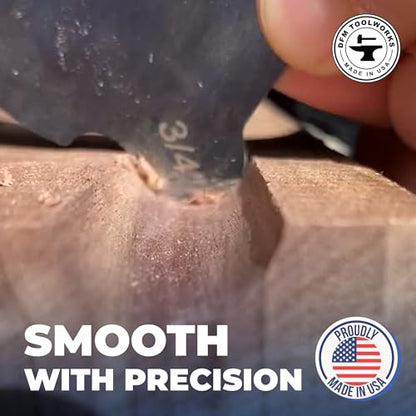 DFM Tool Works Curved Cabinet Scraper Cards - Precision Cabinet Scraper for Woodworking, Multi-Use Woodworking Tools, Wood Finishers, Quality Card Scraping Tool, Made in USA, Juice Groove - Blue
