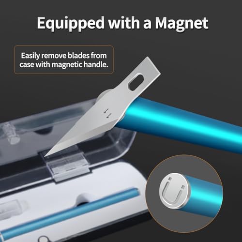 Exacto Knife, Hobby Knife Set with 10 Pieces Blades, Craft Knife Kit, Precision Knife for Pumpkin Carving, Modeling, DIY Artwork, Stencil, Scrapbooking, Paper Cutters for Crafting (Blue) - color: Blue