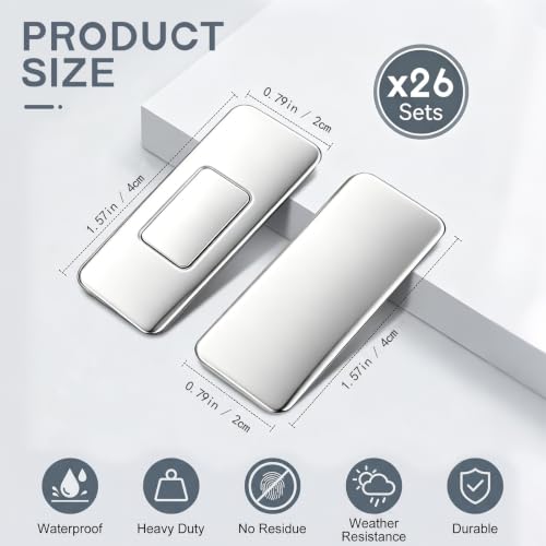 26 Pack Magnetic Cabinet Door Catch, No Drill Magnetic Cabinet Catches Ultra Thin Strong Magnetic Cabinet Latch with Adhesive for Kitchen Cabinets, Closets, Drawers, Bathroom Cabinets, RV Doors