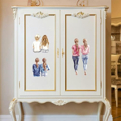 Peacoblue Girl's Back Rub On Transfers for Furniture Craft 6"x12" - style: Girl's Back(Best Friends)