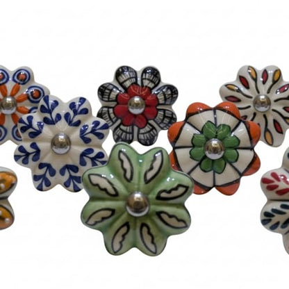 Ceramic Cabinet Knobs, Set of 12 Colorful Floral Drawer Knobs