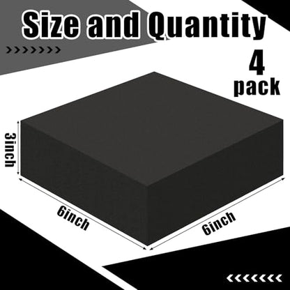 4 Pcs 3" Thick Foam Padding Sheet with Adhesive Backing Closed Cell - color: Black, size: 3 Inch Thick, 6 x 6 Inches