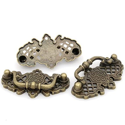LXZ 4 PCs Vintage Antique Brass Bail Pull Handle for Wooden Drawer Cabinet Cupboard, Length 2.6" (6.6 cm) and Height 1.5" (3.7 cm)