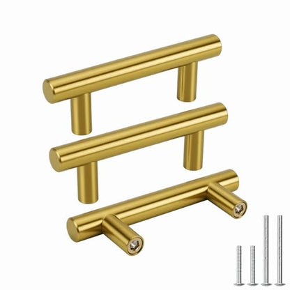 Goldenwarm 10 Pack 2-1/2" Gold Cabinet Handles Brushed Gold Cabinet Pulls - color: Gold, size: 2-1/2 Inch Hole Centers