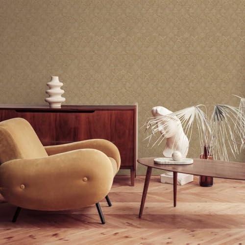 Tempaper x Jeremiah Brent Textured Hoffmann Faux Sisal Removable Peel and Stick Wallpaper, 20.5 in X 16.5 ft, Made in The USA - color: Tan