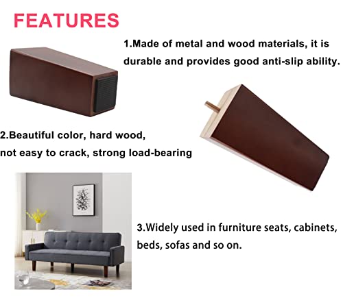 cSeao 4-Pack 6 Inches Wood Furniture Legs, Couch Legs, Sofa Legs, Mid Century, with 5/16 inch Bolts for Couch Ottoman Loveseat Coffee Table Cabinet - size: 6 Inches
