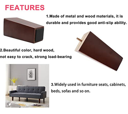 cSeao 4-Pack 6 Inches Wood Furniture Legs, Couch Legs, Sofa Legs, Mid Century, with 5/16 inch Bolts for Couch Ottoman Loveseat Coffee Table Cabinet - size: 6 Inches