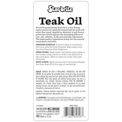 STAR BRITE Teak Oil, Long-Lasting, UV-Resistant Wood Sealer & Preserver - style: 16 oz