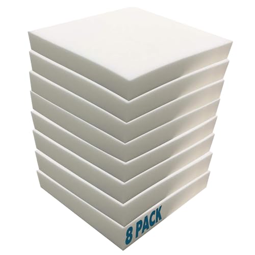 Foamma 0.5" x 22" x 22" High Density Upholstery Foam Padding for Cushions and Seat Repair, Thick Custom Pillow, Chair, Couch Cushion Replacement Foam, and Craft Upholstery Supplies, 8 Pack - color: High Density, size: 0.5" x 22" x 22", style: 8 Pack