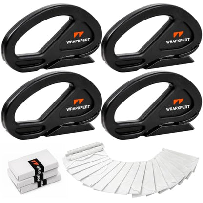 WRAPXPERT Wrapping Paper Cutter 4Pack (19 Blades), Vinyl Cutter Car Wrap Cutting Tool Snitty Safety Vinyl Film Cutter with Razor Blade for Window Tint, Car Wrap - size: 4 Pack