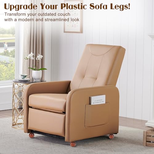 4 Inch Wooden Sofa Legs Set of 4 Walnut Wood Round Sofa Legs with Mounting Plate Screws Solid Wood Furniture Feet for Couch Bed Cabinet Bookcase Ottoman - color: Walnut