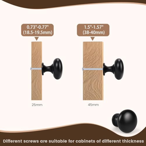 12 Pack Matte Black Cabinet Knobs,1-3/16 Inch(29.5mm) Solid Drawer Knobs,Black Kitchen Cabinet Pulls,Round Dresser Knobs, Modern Drawer Pulls for Dresser Drawers - color: Matte Black