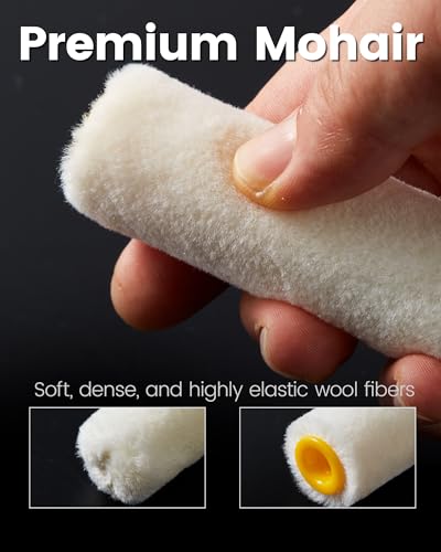 Voomey Mohair Mini Paint Roller 4 Inch Wool Blend Covers 10 Pack - style: 4 inch（Mohair Mini Paint Roller） 10 pack