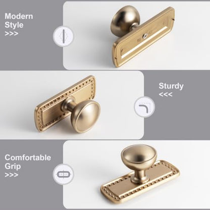 6Pack Champagne Bronze Cabinet Knobs with Backplate Drawer knobs - color: Champagne Bronze, style: Beadedge