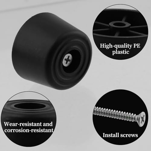 MY MIRONEY 8PCS Plastic Furniture Legs Hardware Screw-in Sofa Legs Couch Legs Replacement Black Round Chair Legs Riser Furniture Feet Protectors with Screws, 0.94" D x 0.79" H - size: 0.94" x 0.79"