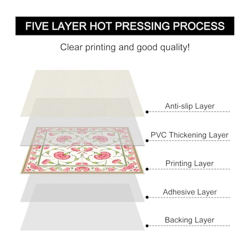 HOMETITUTE Pink Carnation Floral Peel Stick Floor Tile 12x12 Vinyl - color: Pink#5