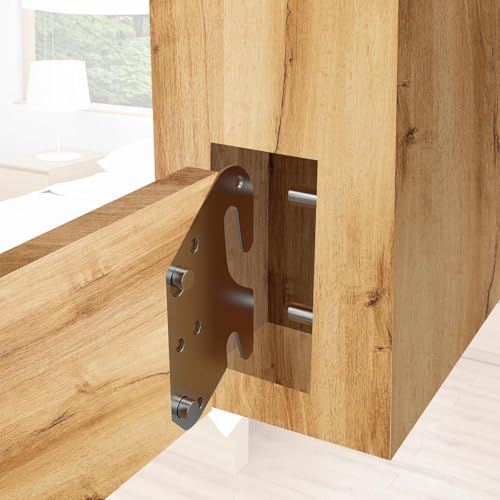 Bitray Wood Bed Plates Rail Hook Plates for Bed Frame Bracket Replacement - style: 8pcs