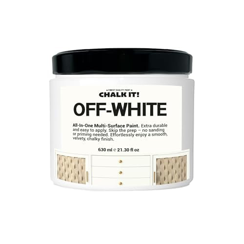 CHALK IT! All-in-One Multi-Surface Chalk Paint for Furniture & Cabinets - No Sanding, No Primer, Built-In Top Coat Water-Based, Low-Odor, Fast-Drying, Matte Finish Off White - color: Off White