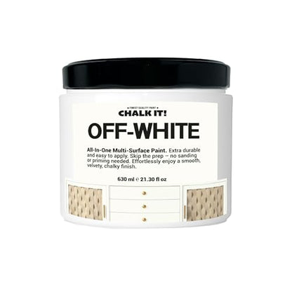 CHALK IT! All-in-One Multi-Surface Chalk Paint for Furniture & Cabinets - No Sanding, No Primer, Built-In Top Coat Water-Based, Low-Odor, Fast-Drying, Matte Finish Off White - color: Off White