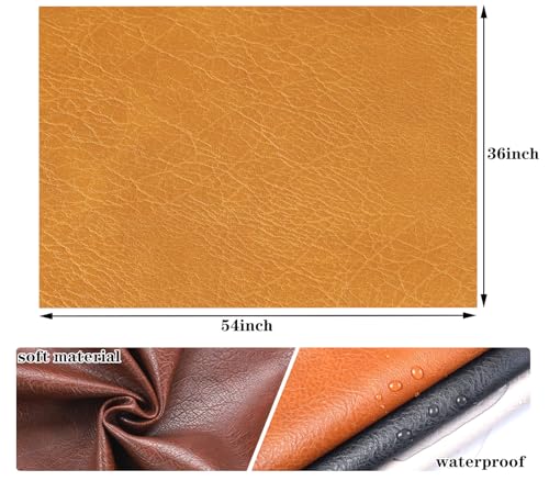 Marine Vinyl Fabric Faux Leather: Soft Vinyl Upholstery Leather 54" x 36" - color: Earthy Yellow