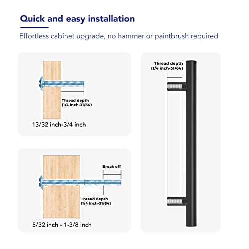 Ravinte Hardware Matte Black Cabinet Handles Drawer Pulls 5 Inch CC 10 Pack - color: Matte Black T-Shaped, size: 5" Hole Center