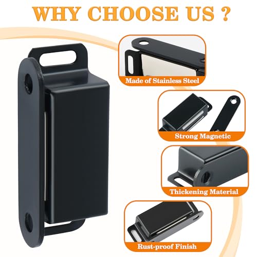 Alise Magnetic Cabinet Latch Cabinet Door Catch Clasps Black,4Pcs - color: Black, size: 1-Small Size