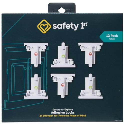 Safety 1st - Secure-to-Explore Adhesive Cabinet Locks Baby Proofing, Child Locks for Cabinets and Drawers (12 Locks), White - size: 12 Locks