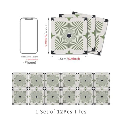 VICCI 12Pcs Peel and Stick Backsplash Tile Stickers, Waterproof Wall Tiles - color: Art-226, size: 5.9x5.9IN*12PCS