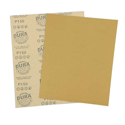 Dura-Gold 9" x 11" Gold Sandpaper Sheets, Grits 80, 120, 150, 220, 320 2 Ea - size: Variety Grit