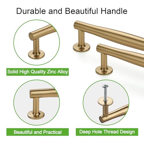 SAILING 10 Pack Cabinet Handles-3"/76mm Champagne Bronze Cabinet Pulls for Kitchen Bathroom Living Room Bedroom Modern Drawer Handles - color: Champagne Bronze, size: 3"(76mm) Hole Center-10Pcs