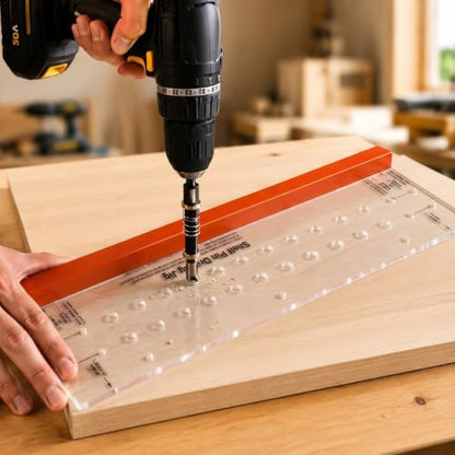 Shelf Pin Jig Kit 18.9" Acrylic Level Hardware Clamp Hole Drilling Guide