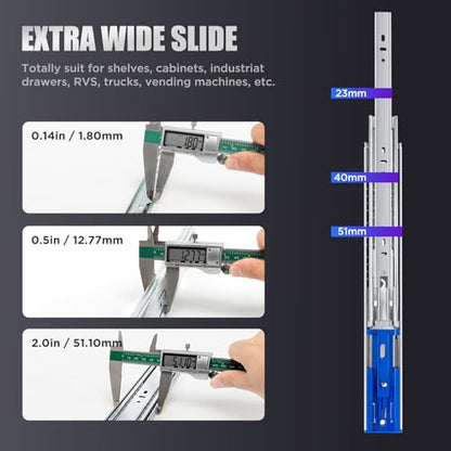 SLIDEWAY 200 Lbs Soft Close Heavy Duty Drawer Slides 1 Pair 14 16 18 20 22 24 26 28 Inch Full Extension Ball Bearing Sliding Rails Cabinet Runners Tracks Tool Box Glides-Soft Closing 14" - color: 51mm Soft Close, size: 14 Inch
