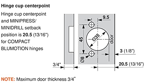 Blum Hinge for Framed cabinets (Face Frame) with 5/16 Overlay and 105° Opening Angle. Soft Close (2 - Pack)