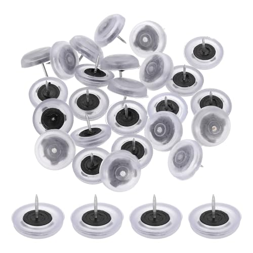 uxcell 25pcs Furniture Glides 21mm Round - Plastic with Nail, Transparent - color: Transparent