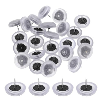 uxcell 25pcs Furniture Glides 21mm Round - Plastic with Nail, Transparent - color: Transparent